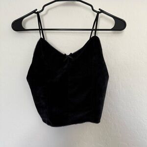 Spoiled Angel Black Velour Faux Velvet Cami Tank Top Dainty Emo Goth Lingerie Lg